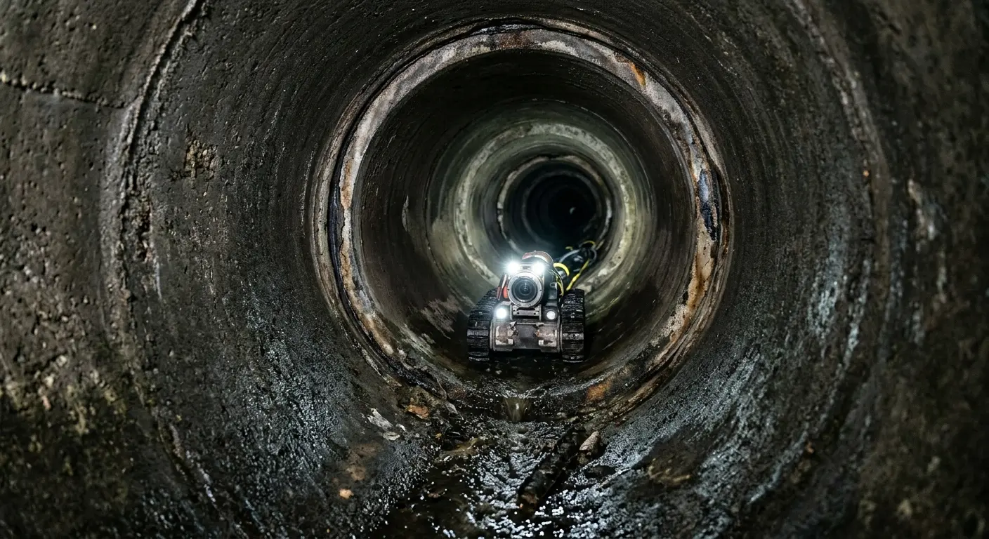 Robotic sewer camera inspecting pipe interior for Drain Snake Service in Mayflower Village